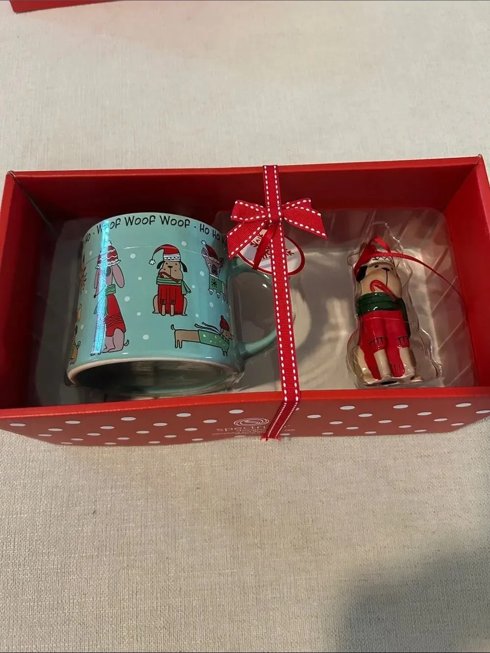 Spectrum Christmas Dog Mug & Matching Ornament Holiday Gift Box Set, Blue, NWT